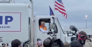 trump in a garbage truck